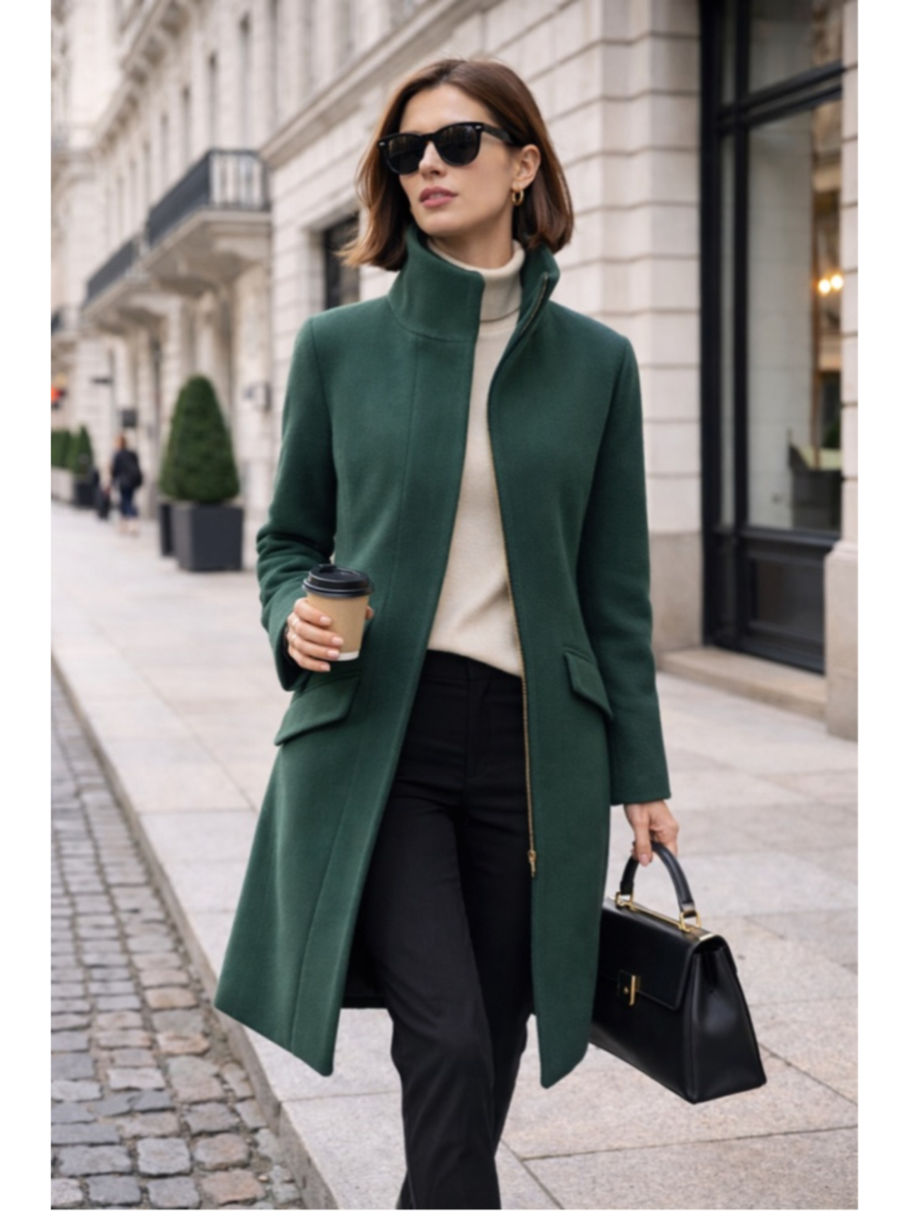 J Crew Cocoon Coat Women 2 Italian Stadium Cloth Nello Gori Wool Luxury Green